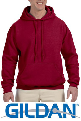 The Gildan G125 Hooded Sweatshirt has (of course) a hood and an awesome large front pocket as well.  Youth style = G125B
