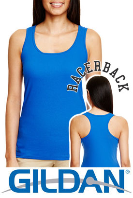 The awesome Gildan G645RL Racerback tank top gets no caption!  Instead of writing a clever caption I, on this one, spent my time superimposing a second (from behind) image
