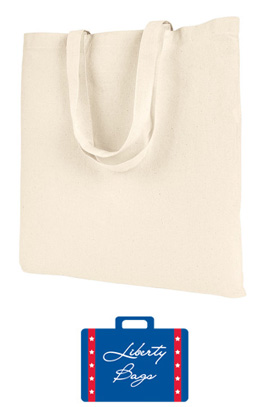 The Liberty Bags 8502 Canvas Tote is a slightly higher quality tote (at a slightly higher price) than the QTBG tote bag that we also offer. This tote bag (the 8502) has a less structured, less deliberately flat, bottom