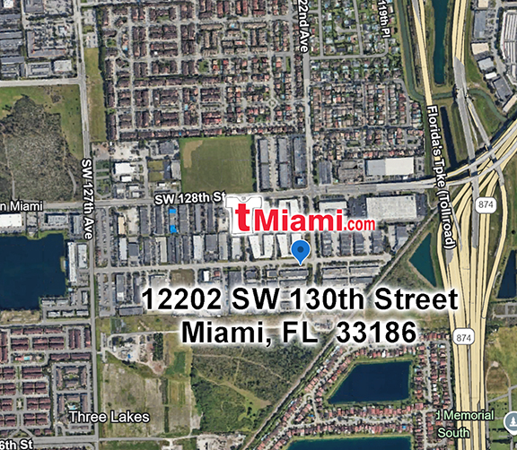 Map showing 12202 SW 130th Street Miami FL 33186 tMiami.com location
